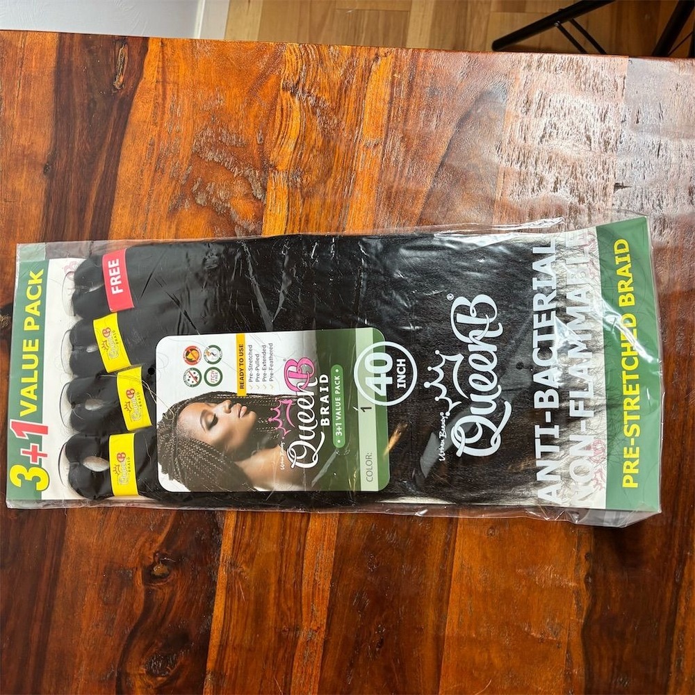 Urban Beauty Queen B Braid Hair Extensions 40" 3+1 Pack #1 Black - Picture 6 of 6